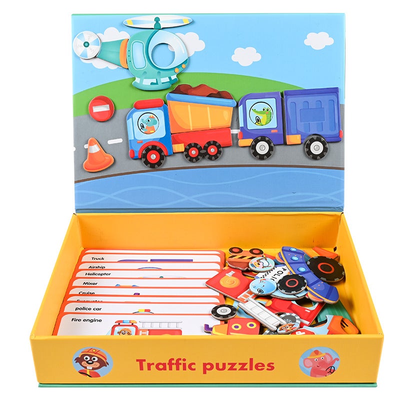 Puzzle Fun Multi-Themed Animal Traffic Space Fire Scene Puzzle Music Early Childhood Education Children'S Magnetic Puzzle - Image 2